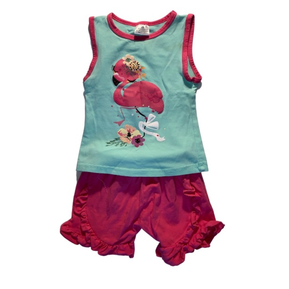 Flamingo ruffle short set